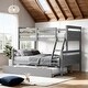 preview thumbnail 2 of 11, Modern Twin over Full Bunk Bed with Twin Size Trundle for Guest Room, Kids Room,Grey