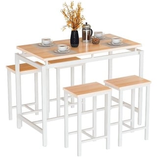 4 - Person Counter Height Dining Set with Wooden Panel and Metal Frame ...
