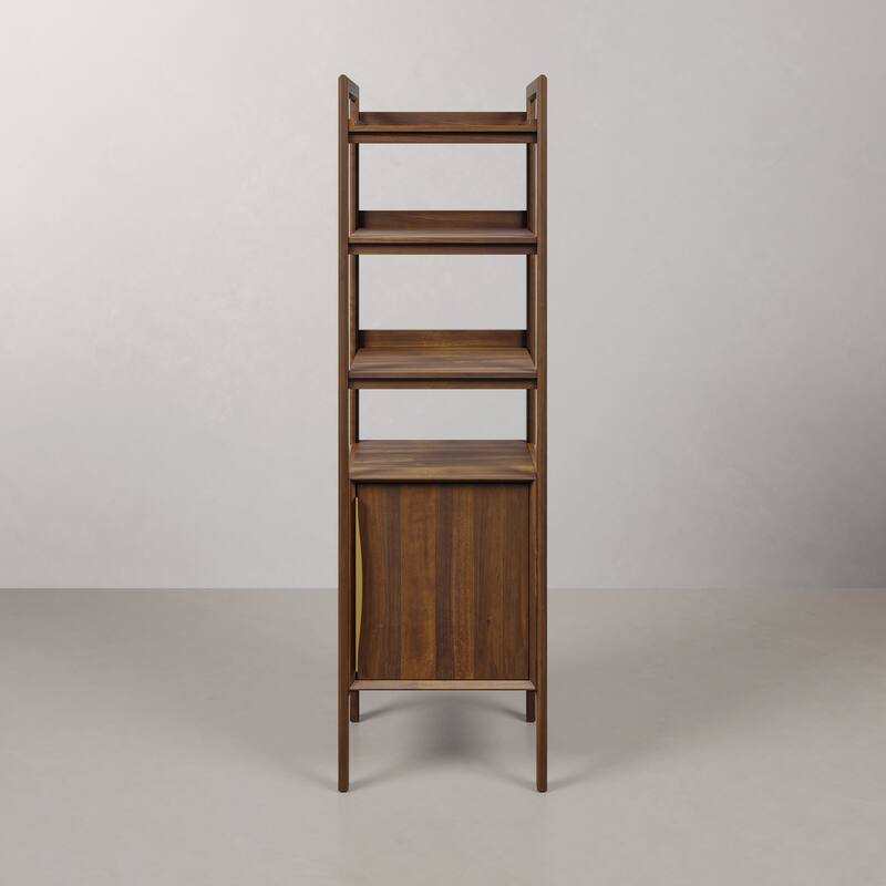 Ferrero 21 in. W x 17 in. D x 72 in. H Dark Walnut Wood Free Standing Linen Cabinet in Noir Juglans