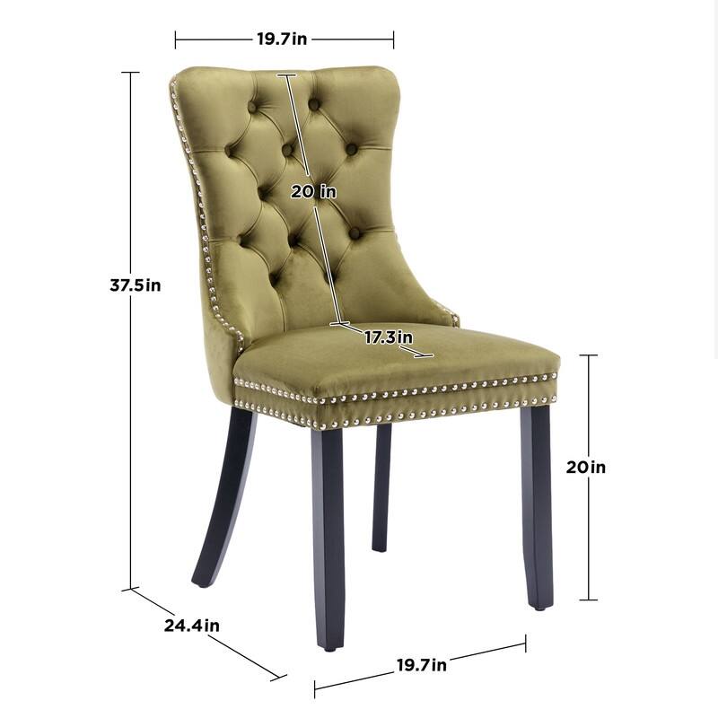 Solid Wood Velvet Upholstered Dining Chair Set of 4