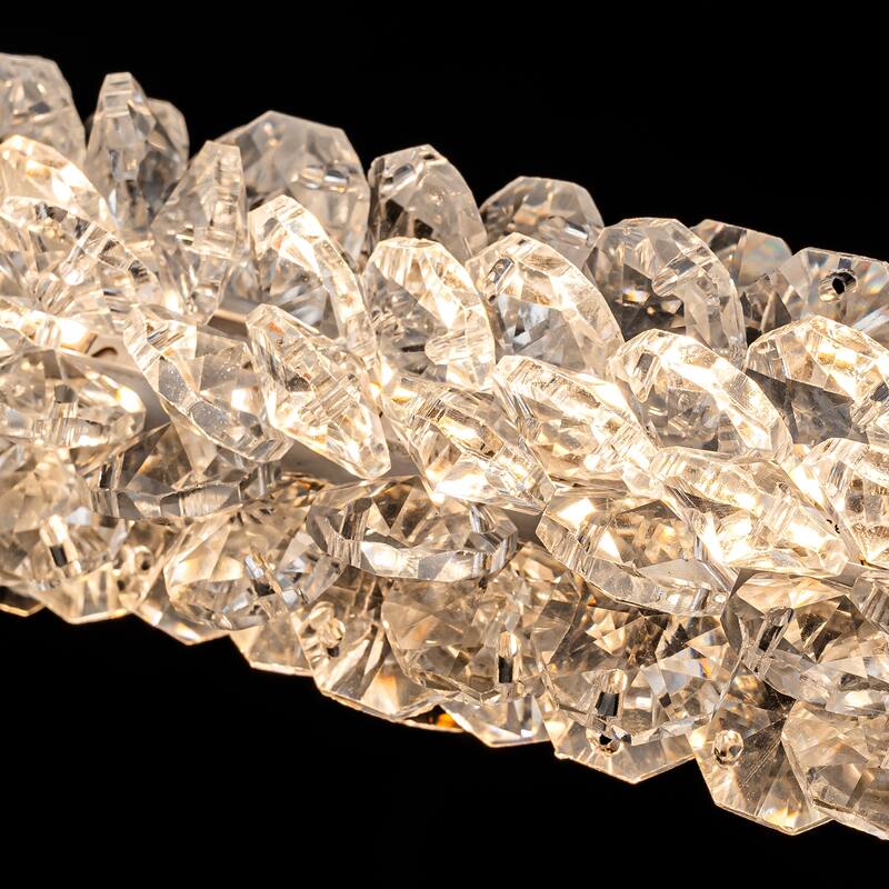 Modern Gold Crystal LED Chandelier, Dimmable Ring Light