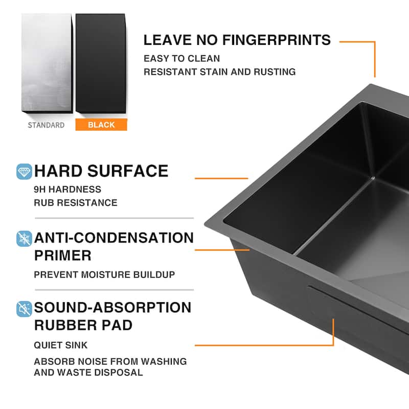 25 inch Drop-in Single Bowl Kitchen Sink, 18 Gauge Stainless Steel Kitchen Sink, Handmade Topmount Sink