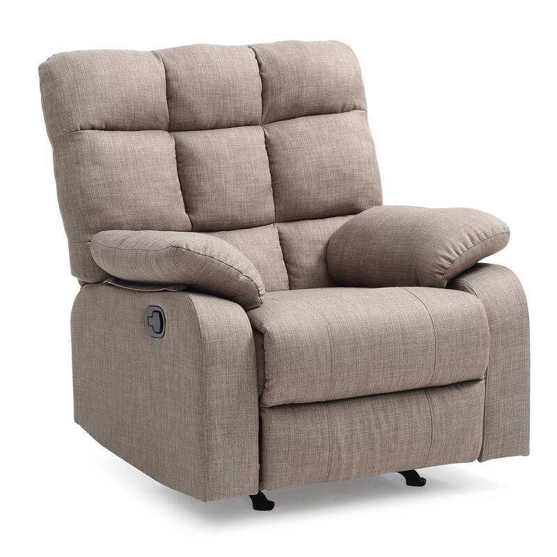 Fabric Upholstered Reclining Chair with Padded Arms - 39" - Gray