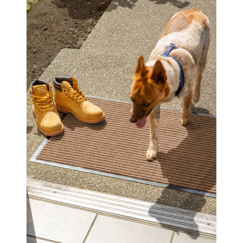 J&M Charcoal Ribbed Walk Off Utility Runner 22x60