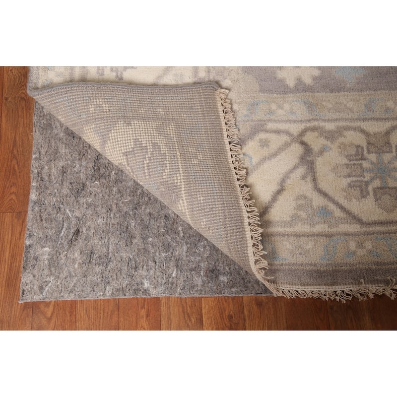 Gray & Ivory Oushak Indian Area Rug Hand-Knotted Wool Carpet - 8'0"x 9'8"