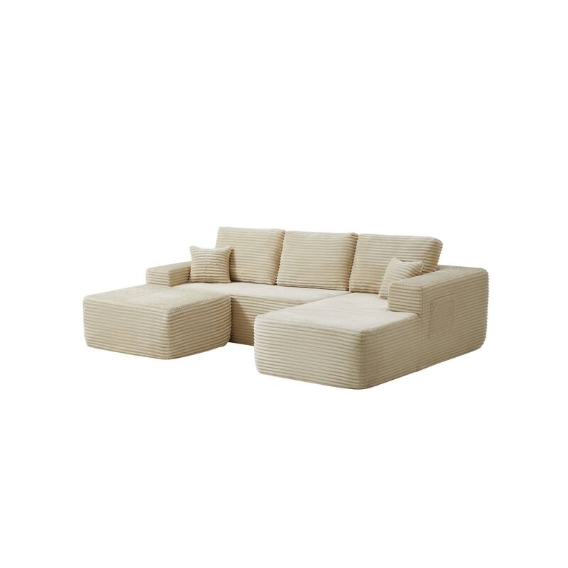 104'' L-Shaped Modern Modular Sectional Sofa with Moveable Ottoman