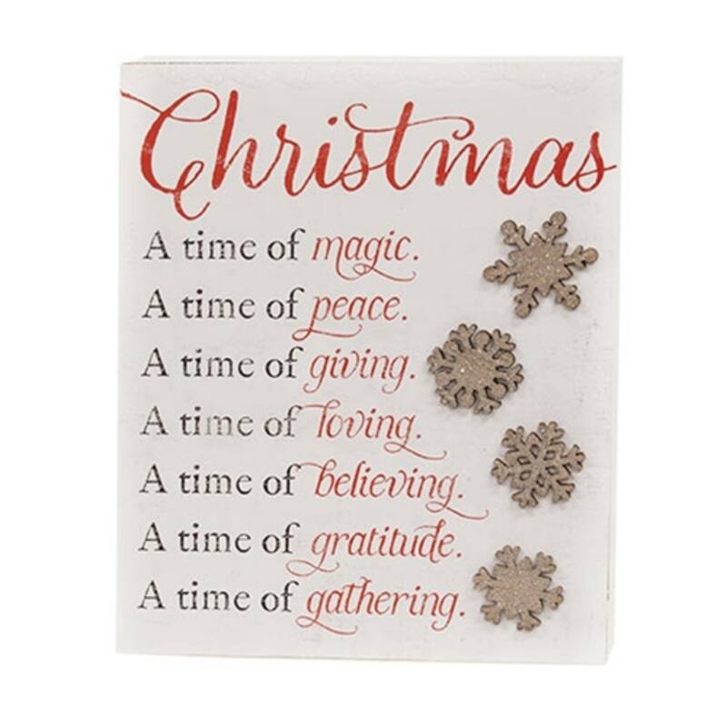 White Wooden Christmas Snowflakes Layered Box Sign Decor - 8 x 1.50 x 10 in. - White-Red-Black