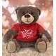 preview thumbnail 4 of 4, DolliBu I LOVE YOU Brown Bear with Red Plaid Hoodie and Red Shirt - 10 inches