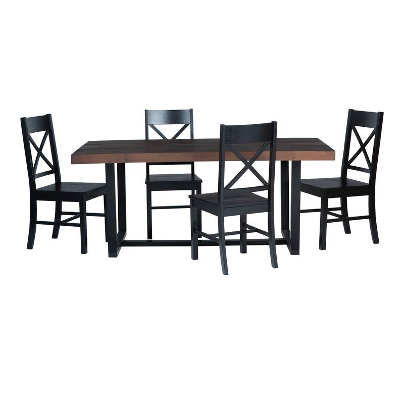 Middlebrook Solid Wood 5-Piece Dining Set with X-Back Chairs