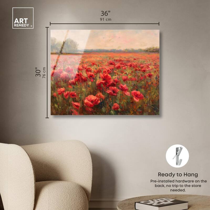 Sea of Red Poppies II Acrylic by Art Remedy, Ready to Hang