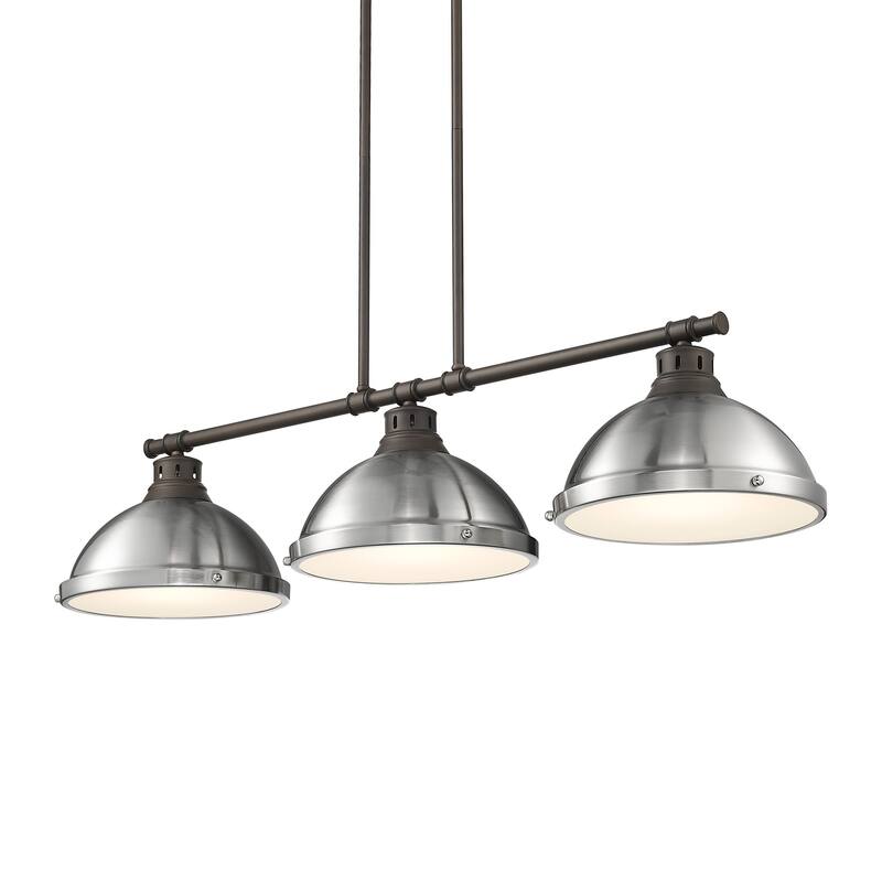 Yep by Golden Lighting Duncan 3-light Island Light in Rubbed Bronze and Pewter shade