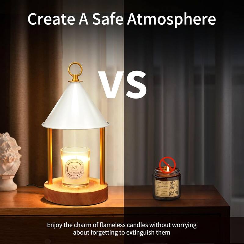 EROMMY Candle Warmer Lamp with Timer and Dimmable Light, Flameless Electric Wax Melter for Jar Candles, Anti-Scald Design