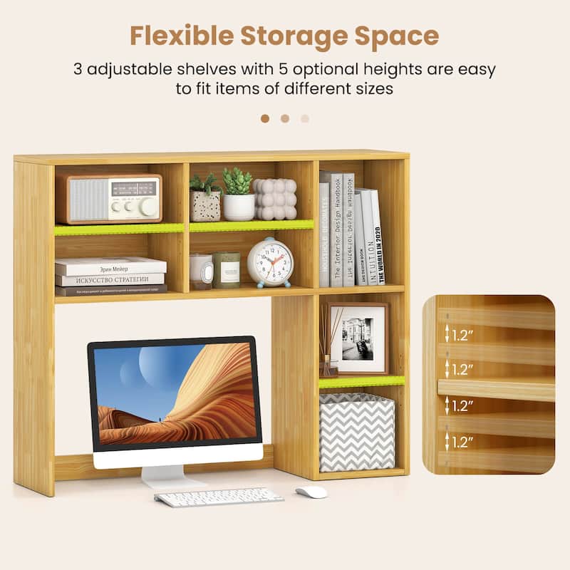 Costway Desktop Bookshelf Desk Storage Hutch with 7 Open Cubbies & 3 - See Details