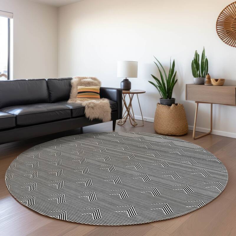Premium Washable Super Soft Modern Arrow Mayfield Rug - Black - 8' x 8'