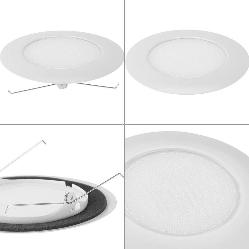 6 in. Satin White Recessed Lensed Shower Trim with Glass Diffuser for 6 in. Housing - Medium