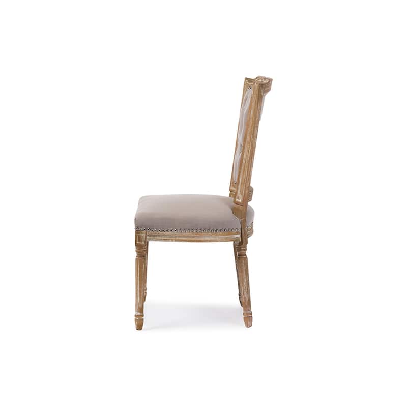 Antique Ambiance Chair - Solid Oak Frame, Studded Cushion, French Style Accent Chair, Living Room Decor - 38.2
