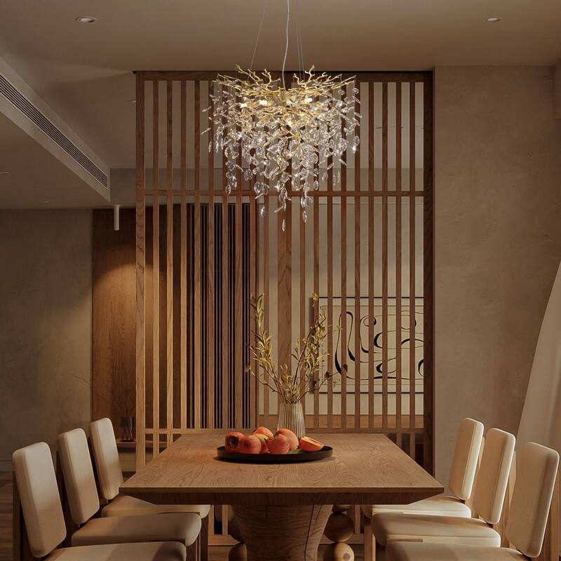 Modern Round Branch Crystal Chandelier, 600-1200mm Diameter, Marquise Cut Crystal Pendant Light