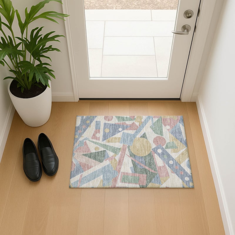 Premium Washable Super Soft Casual Contempoary Mayfield Rug - Sky - 1'8" x 2'6"