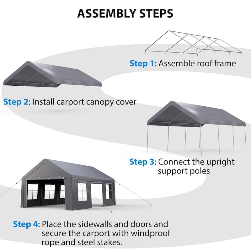 10x20ft,13x20ft Carport Portable Garage