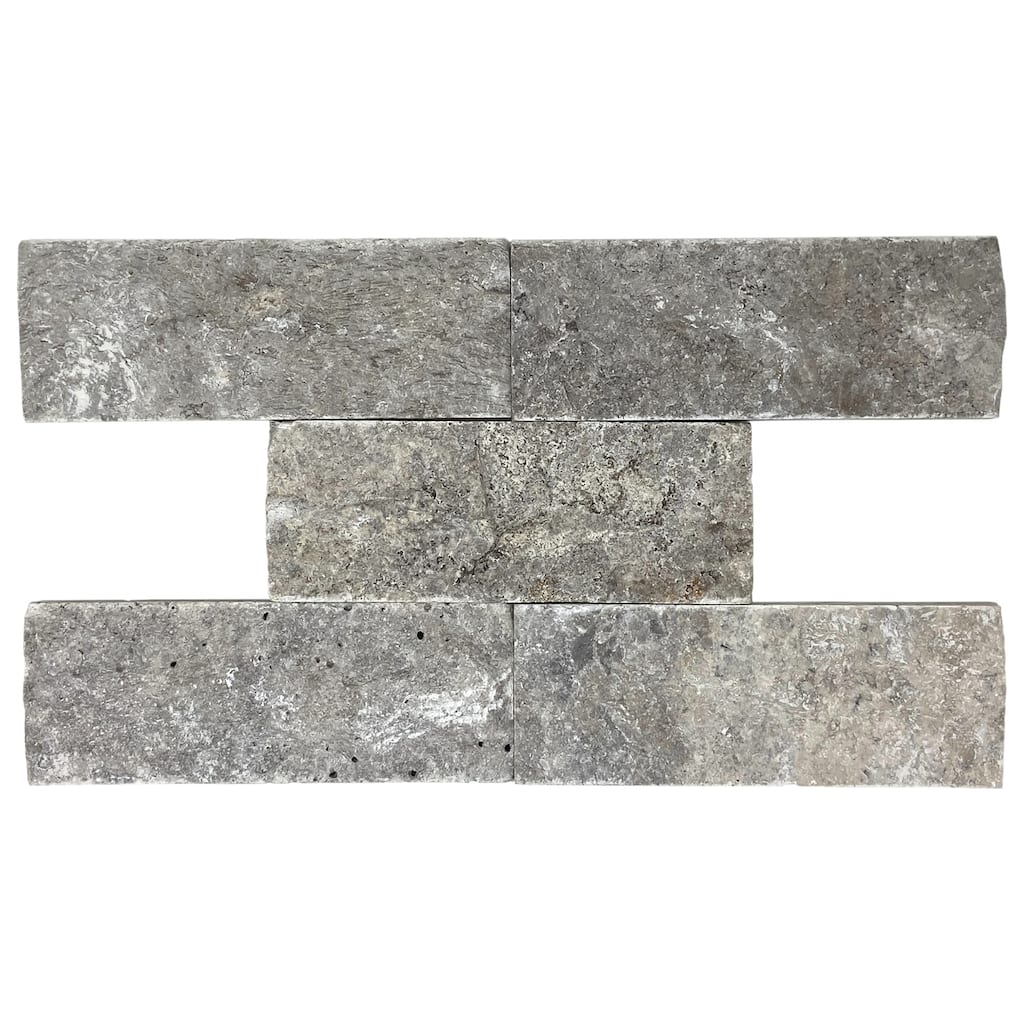 Argento Travertine 3" x 8" Split Face Tile