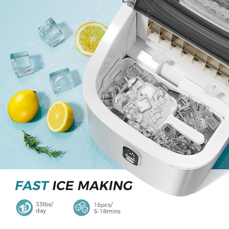Countertop Ice Maker,Makes 9 Pieces of Ice in 6-13 Minutes, with Timer Function - 16.26*11.81*8.66in