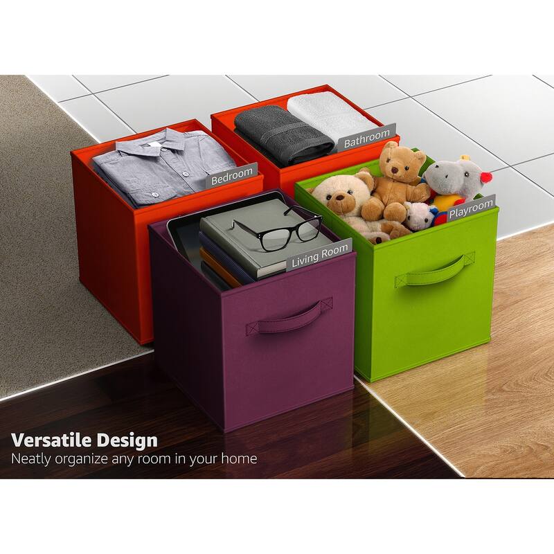 Sorbus Fabric Storage Bins 13" Foldable Cubes With Handles For Pantry, Cubbies, Toy And Closet Shelving Organization - 6Pk