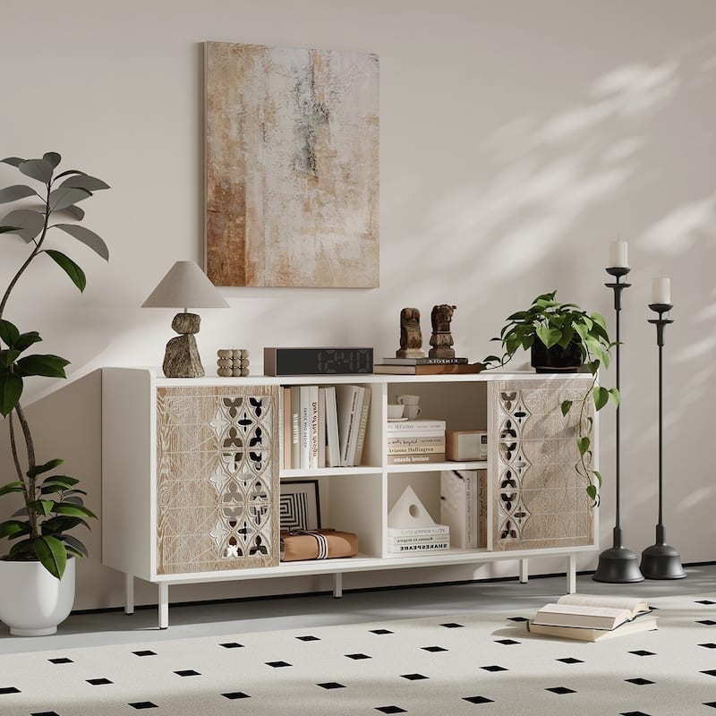 Sliding Door Solid Wood Cabinet