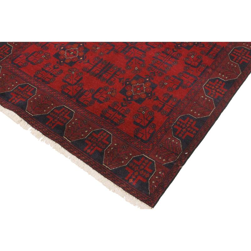 Rustic Biljik Khal Mohammadi Elsie Red/Black Rug - 4'3'' x 6'3''