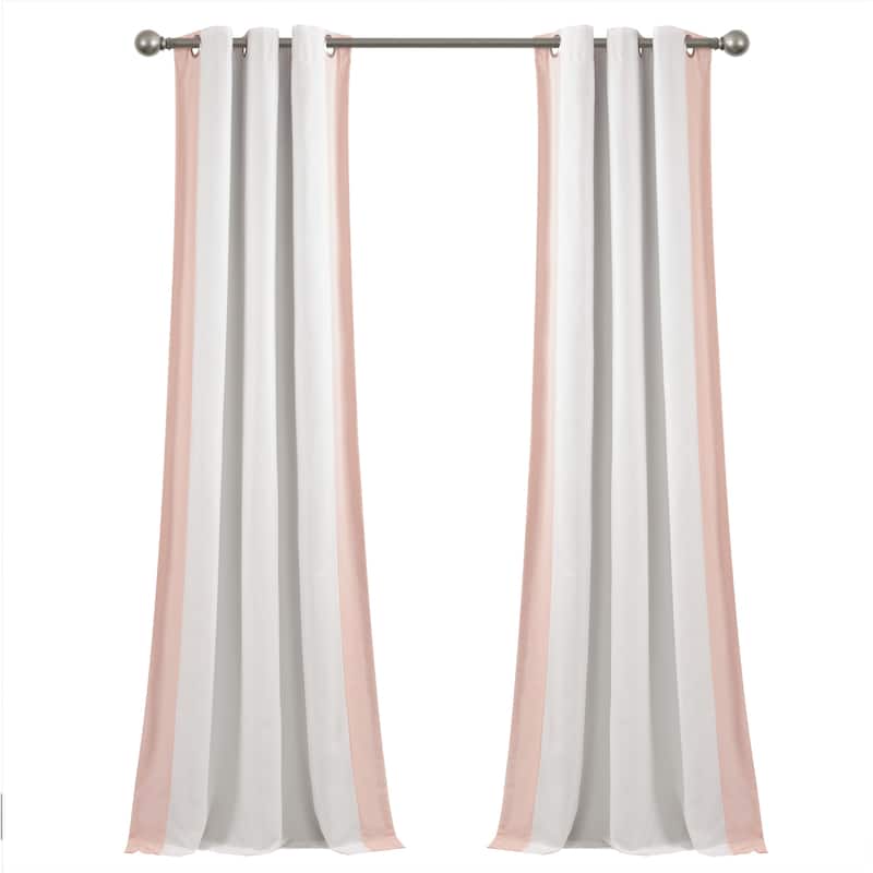 Lush Decor Block Border 100% Lined Grommet Blackout Window Curtain Panel Single