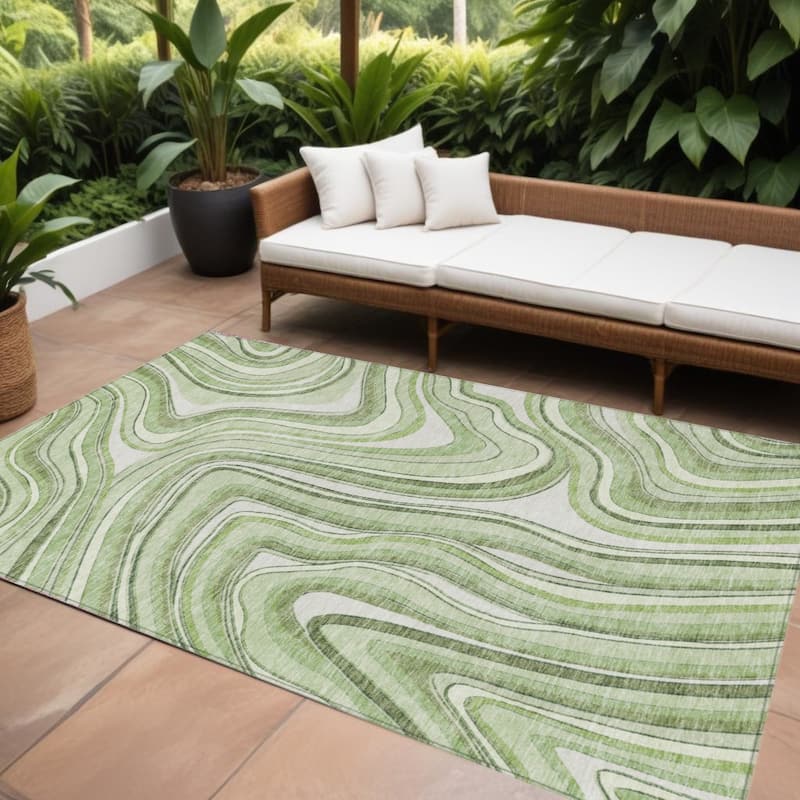 HomeRoots Abstract Transitional Rectangle Outdoor Rug - 10' X 14'