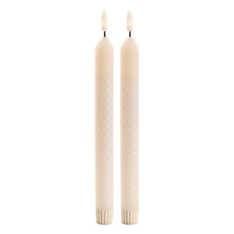 Set of Two Beige Flameless Taper Candles