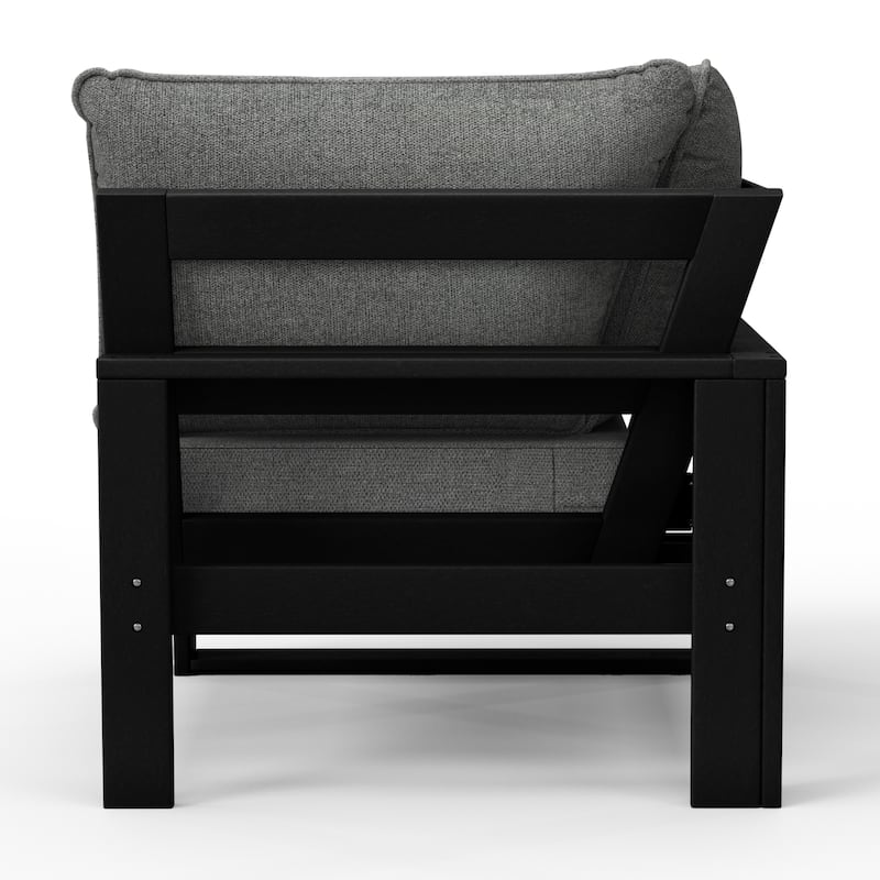 Polytrends Endless Patio Deep Seating Corner Chair with Black Frame
