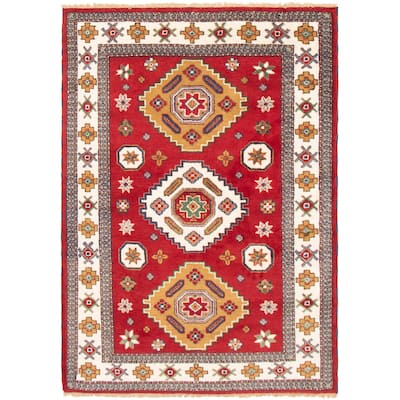 ECARPETGALLERY Hand-knotted Royal Kazak Red Wool Rug - 5'8 x 7'10