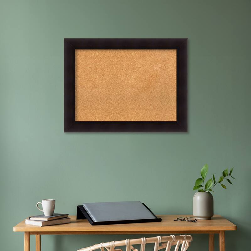 Portico Espresso Wood Framed Natural Corkboard Bulletin Board