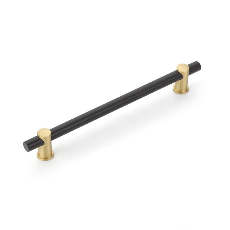 Schaub and Company Fonce 8" Center to Center Modern Euro Bar Style - Matte Black / Satin Brass