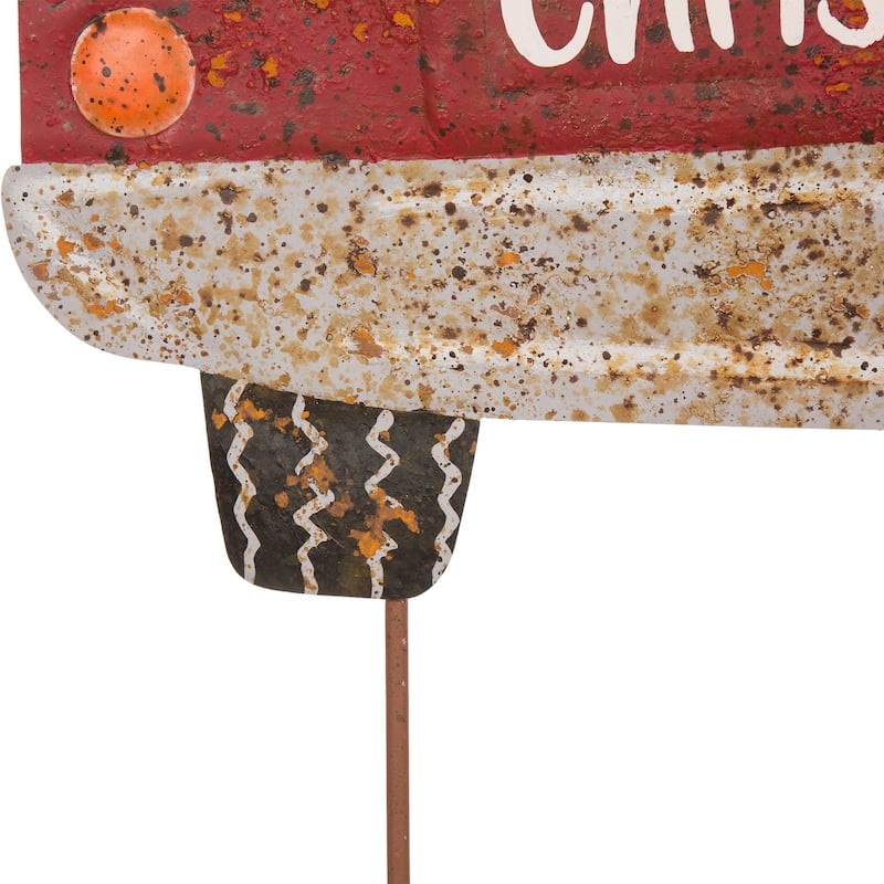 Glitzhome 32"H Rusty Metal Christmas Truck Yard Stake or Standing Decor or Wall Decor