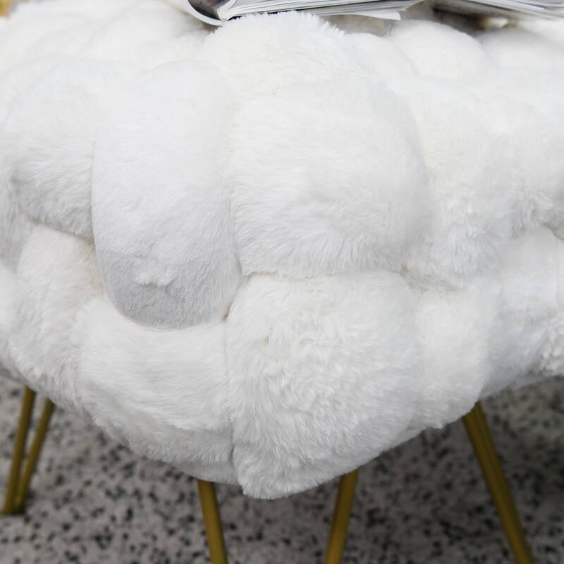 Soft Fauxfur Pouf Stool Ottoman Fuzzy Entryway Bench Seat 27"x20"x19"