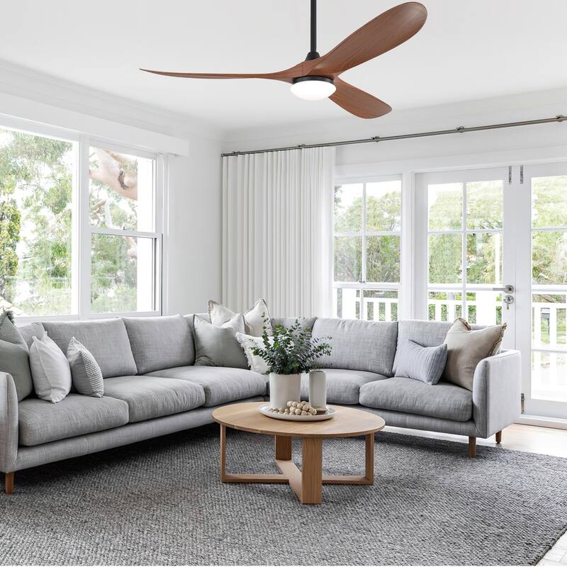 60 Inch Ceiling Fan with Lights, 3 ABS Fan Blades, Quiet Energy Efficient DC Motor, Smart App & Remote Control - 60 Inches