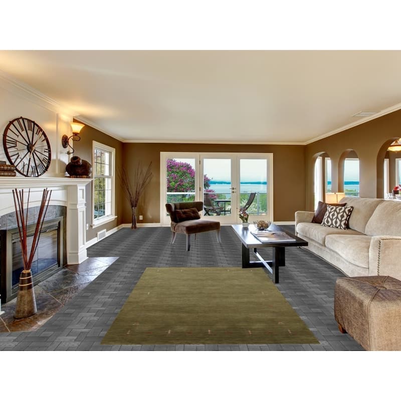 Hand Knotted Oriental 100% Wool Carpet Tribal Tribal Green Gabbeh Area Rug - 7' 7'' X 4' 11''