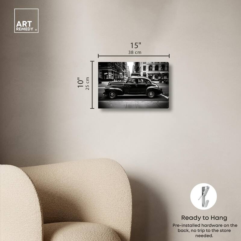 Vintage Car in New York Canvas by Art Remedy, Gallery Wrapped