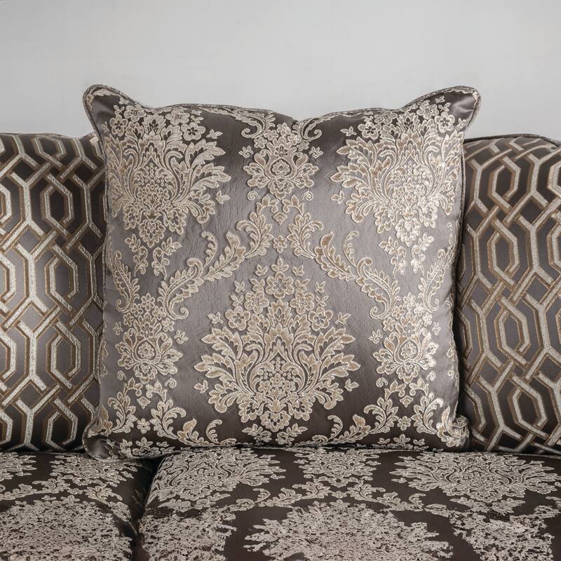 Furniture of America Naree USA Made Traditional 2-Seater Beige and Dark Cherry Loveseat