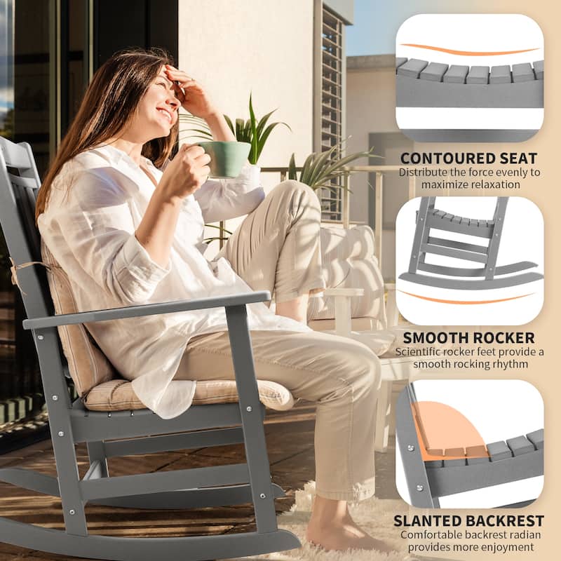 Vrakae All Weather Outdoor High Back Rocking Chair