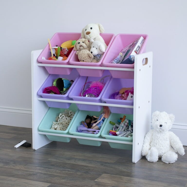 Multi colored outlet toy storage bins