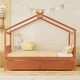 preview thumbnail 38 of 72, Creativity House Bed Twin Size Frame with 2 Wood Drawers for Boys Girls, Wood Platform Bed with Roof No Box Spring Needed
