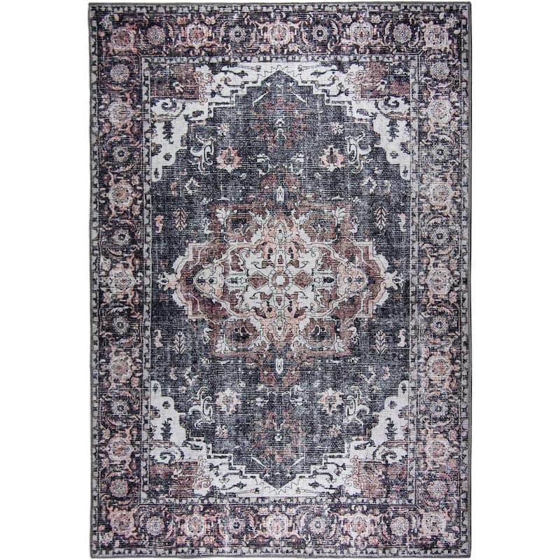 L'Baiet Scarlett Grey Distressed Machine Washable Rug