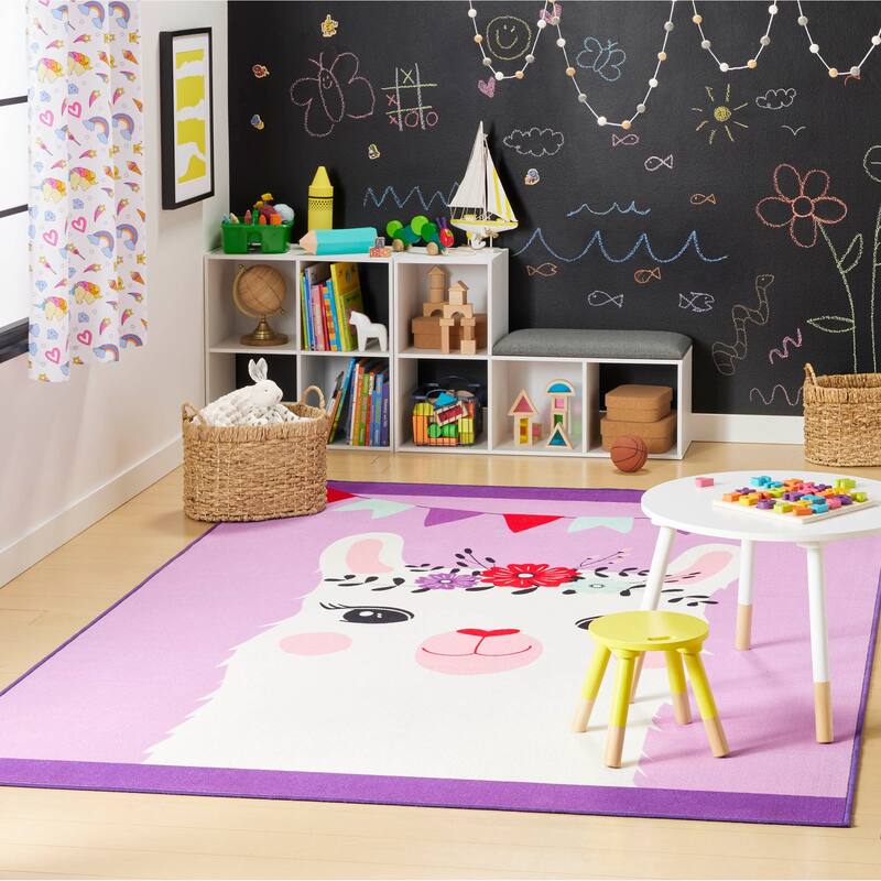 Everwash Imagine Llama Kid's Washable Area Rug