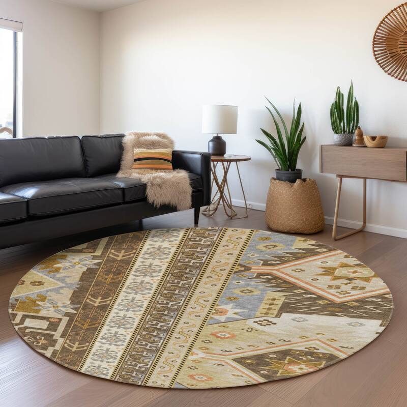 Premium Washable Super Soft Boho Global Aniston Mayfield Rug - Brown - 8' x 8'