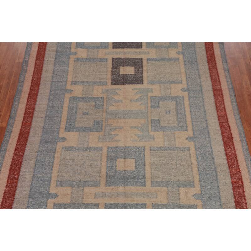 Hand Woven Oriental 100% Jute Carpet Southwestern Modern Multi-Colored Kilim Area Rug - 10' 0'' X 8' 7''
