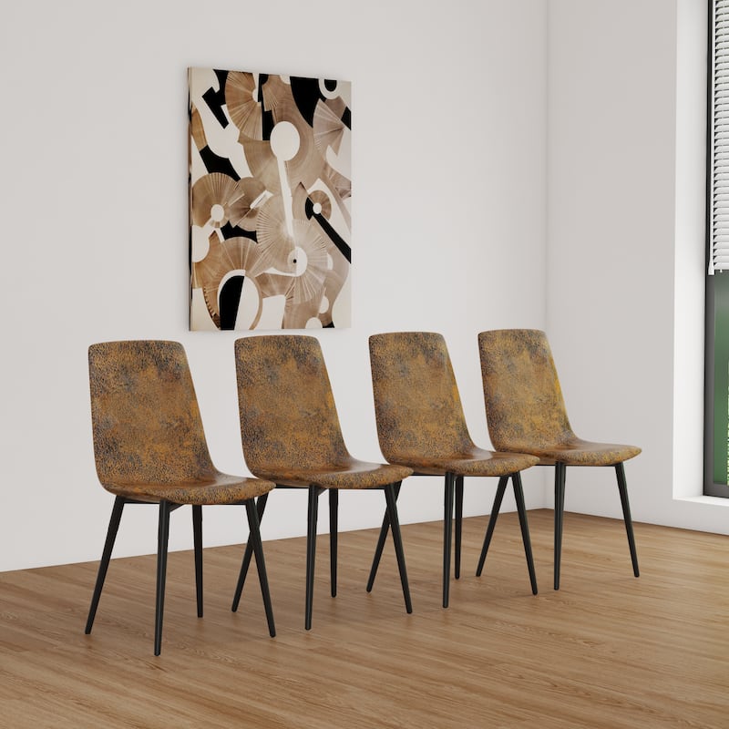 4 Piece Dining Chair Set Modern Kitchen Chairs with Black Metal Legs