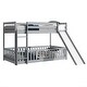 preview thumbnail 21 of 19, Modern Wooden Twin Over Twin Floor Bunk Bed with Safety Guardrails